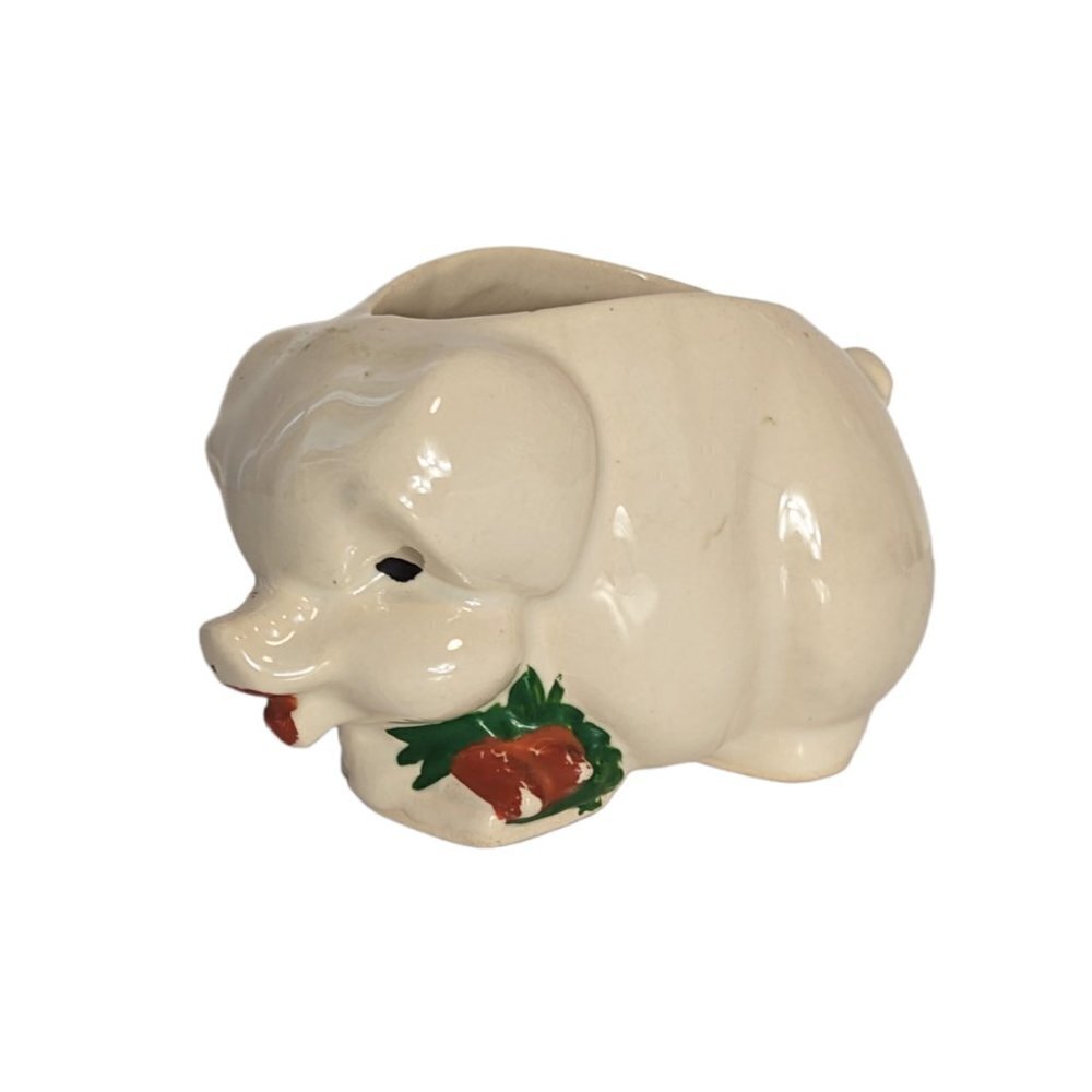 McCoy Pottery Pig Carrots Bowl Planter Vintage Trinket‎ Anthropomorphic Ceramic